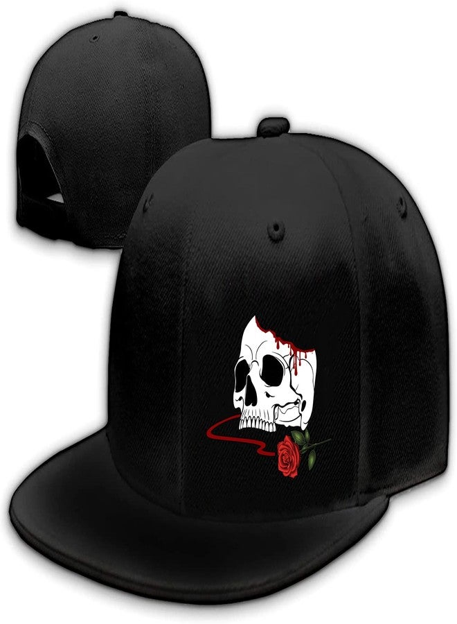 Tijeyi Horror Skull Rose Hat Fashion Reaper Grim Snapback Hats for Men Flat Bill Brim Snap Backpack Trucker Hats Adjustable Men's Horror Baseball Caps - Image 1